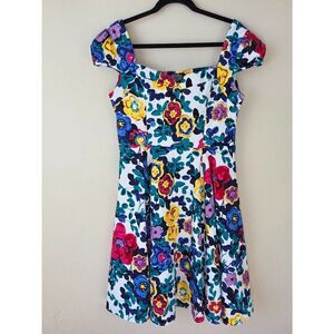 Hearts & Roses Retro Dress Plus Size 18 Bold Floral A-line Pin Up Rockabilly